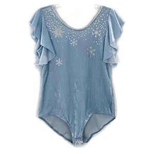 Disney Frozen 2 velvet leotard ballerina ruffled sleeves